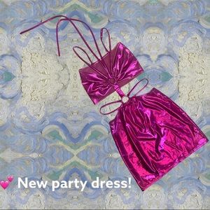Metallic pink party dress 💕✨